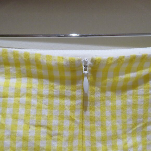 GUIZIO Gingham Ruched Side Tie Mini Skirt in Limincello Yellow Coquette Cottage - Picture 12 of 15